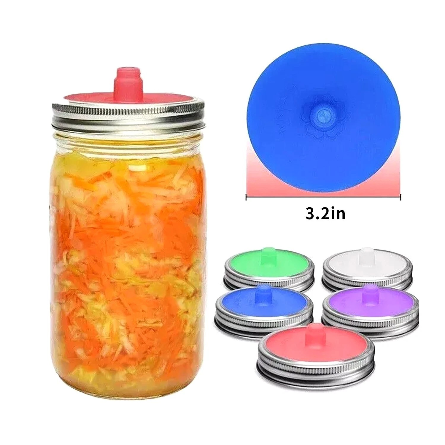 Fermentation Crock - 5 stuks siliconen fermentatiedeksel, waterloos, schimmelvrij,